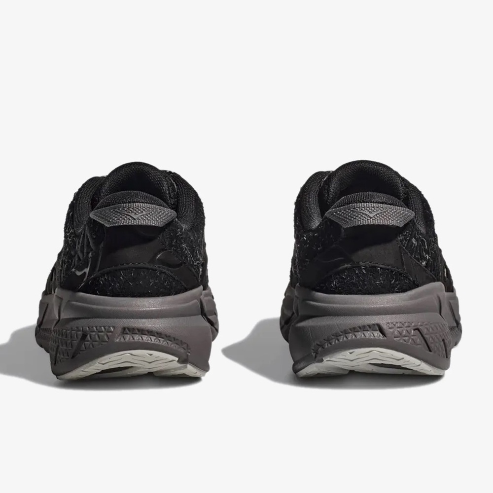 NWT Hoka Clifton Elite Terrain System L Suede Leather All Black Unisex Sneakers - Picture 14 of 16